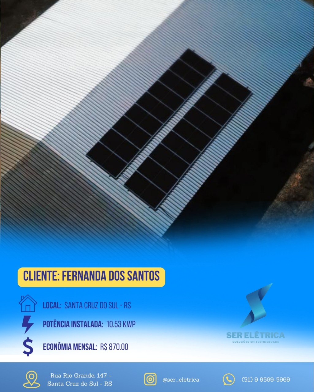 Instalação de painel solar em telhado residencial – projeto Ser Elétrica