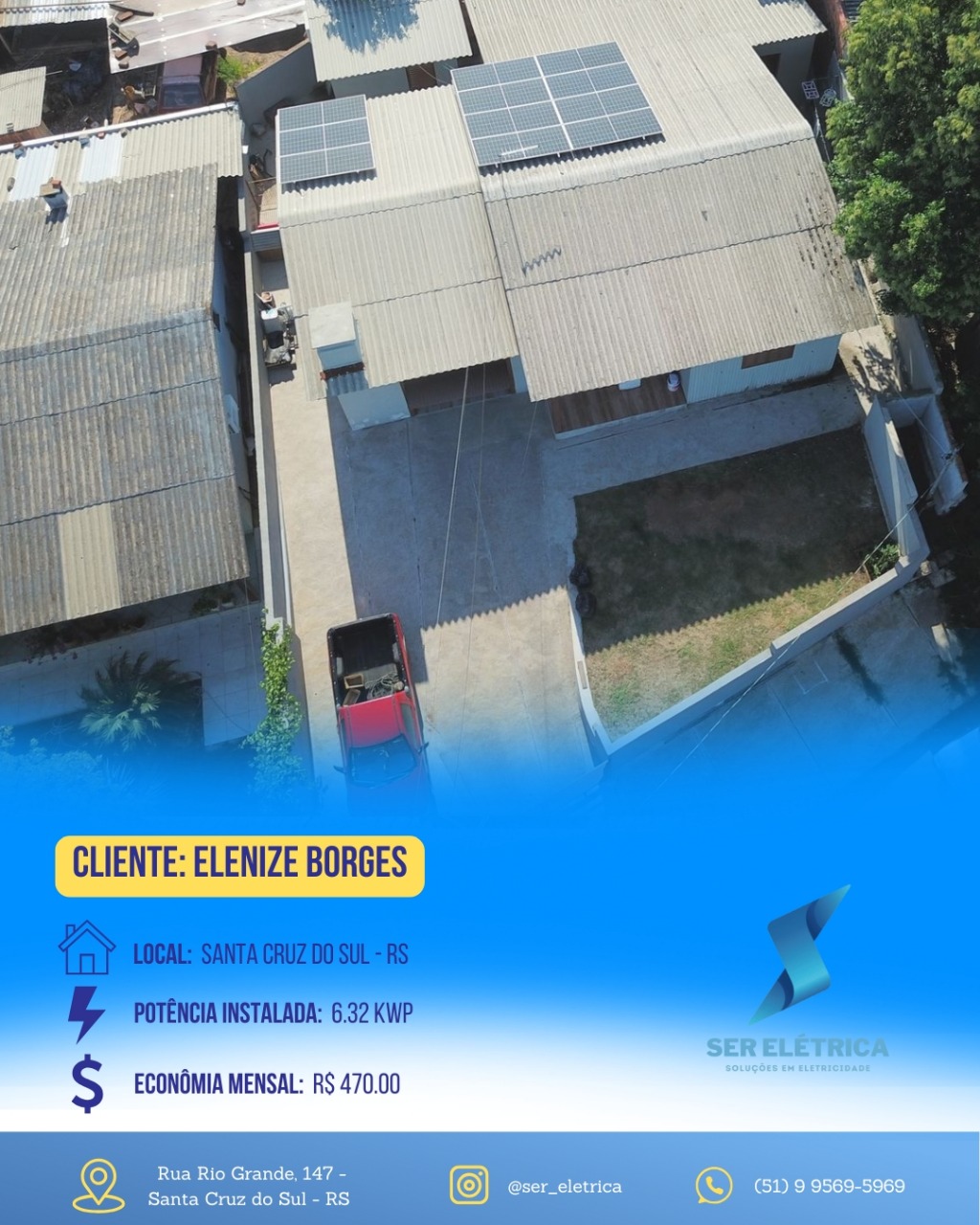 Instalação de painel solar em telhado residencial – projeto Ser Elétrica