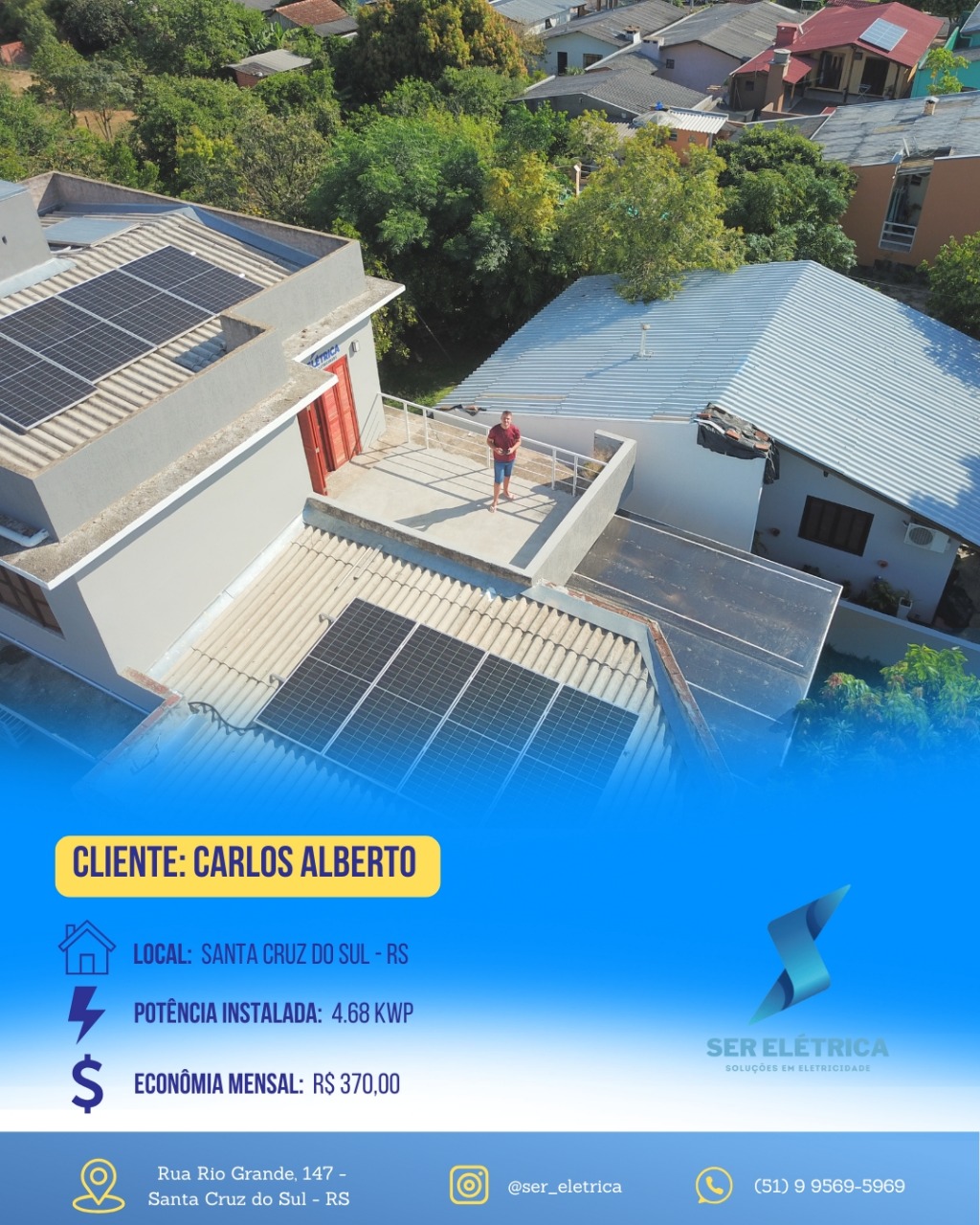 Instalação de painel solar em telhado residencial – projeto Ser Elétrica